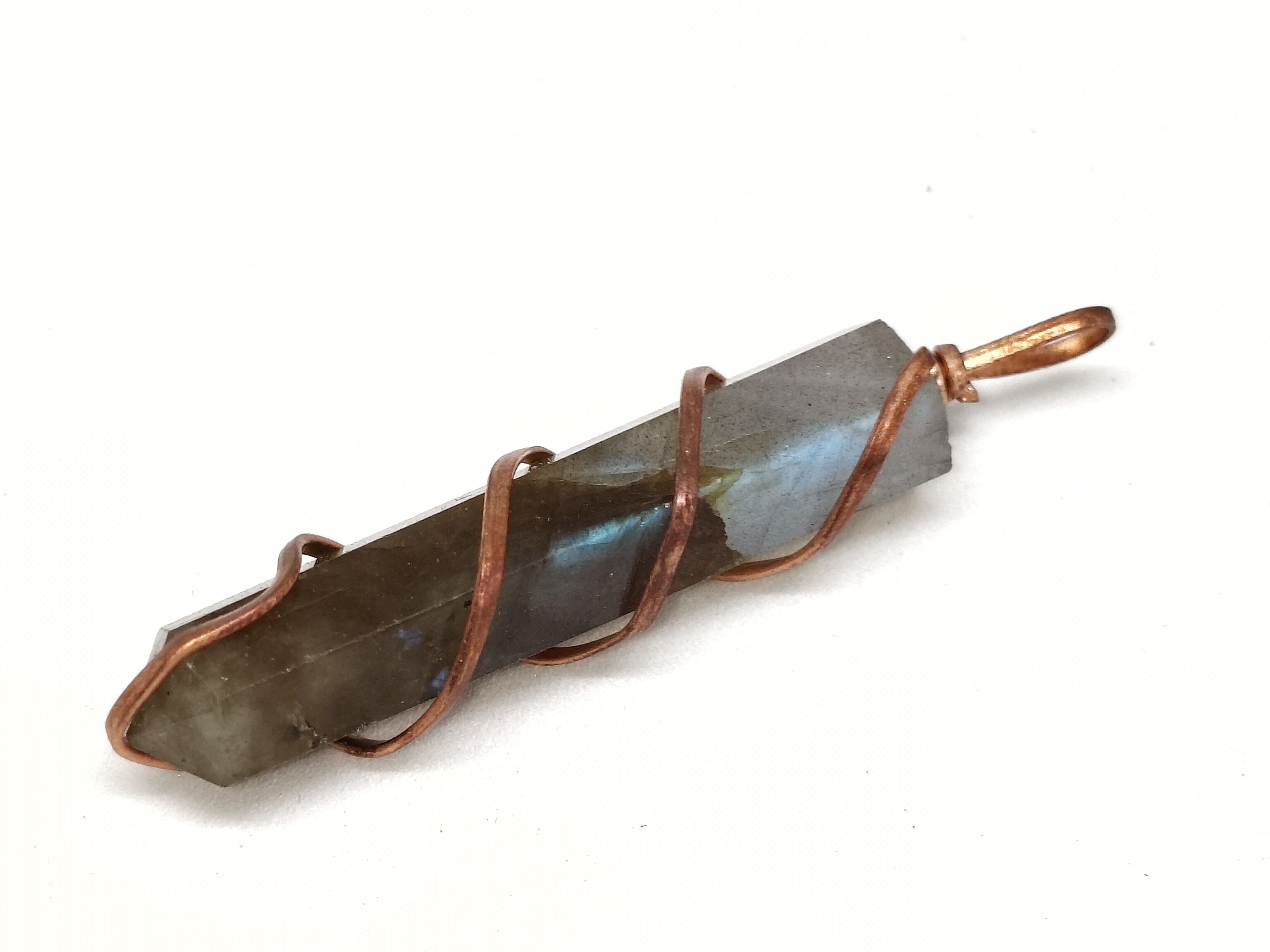 Labradorite Pencil Pendant | Natural Stone for Transformation, Protection & Intuition