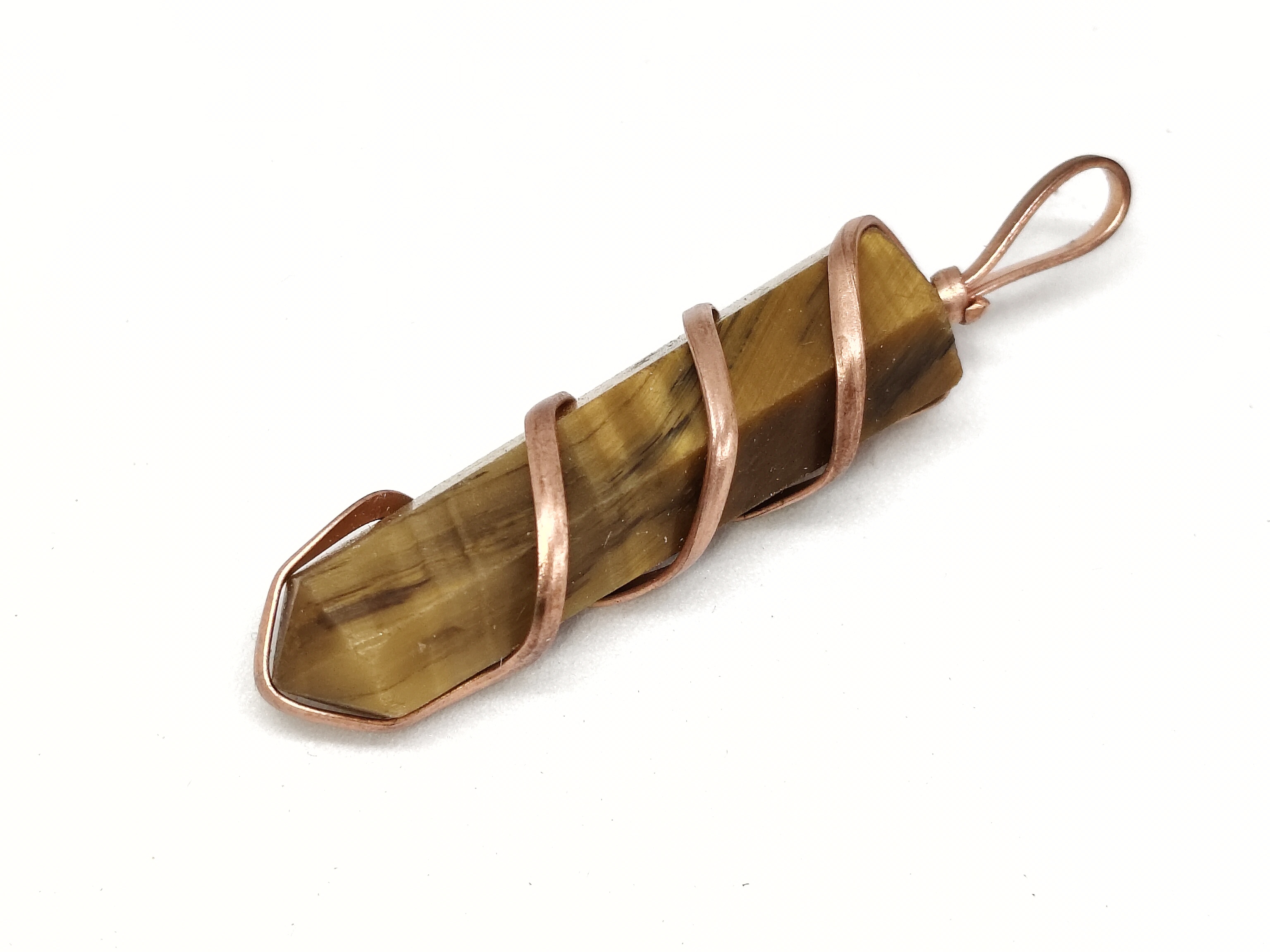 Tiger Eye Pencil Pendant | Natural Stone for Confidence, Protection & Solar Plexus Chakra Balance