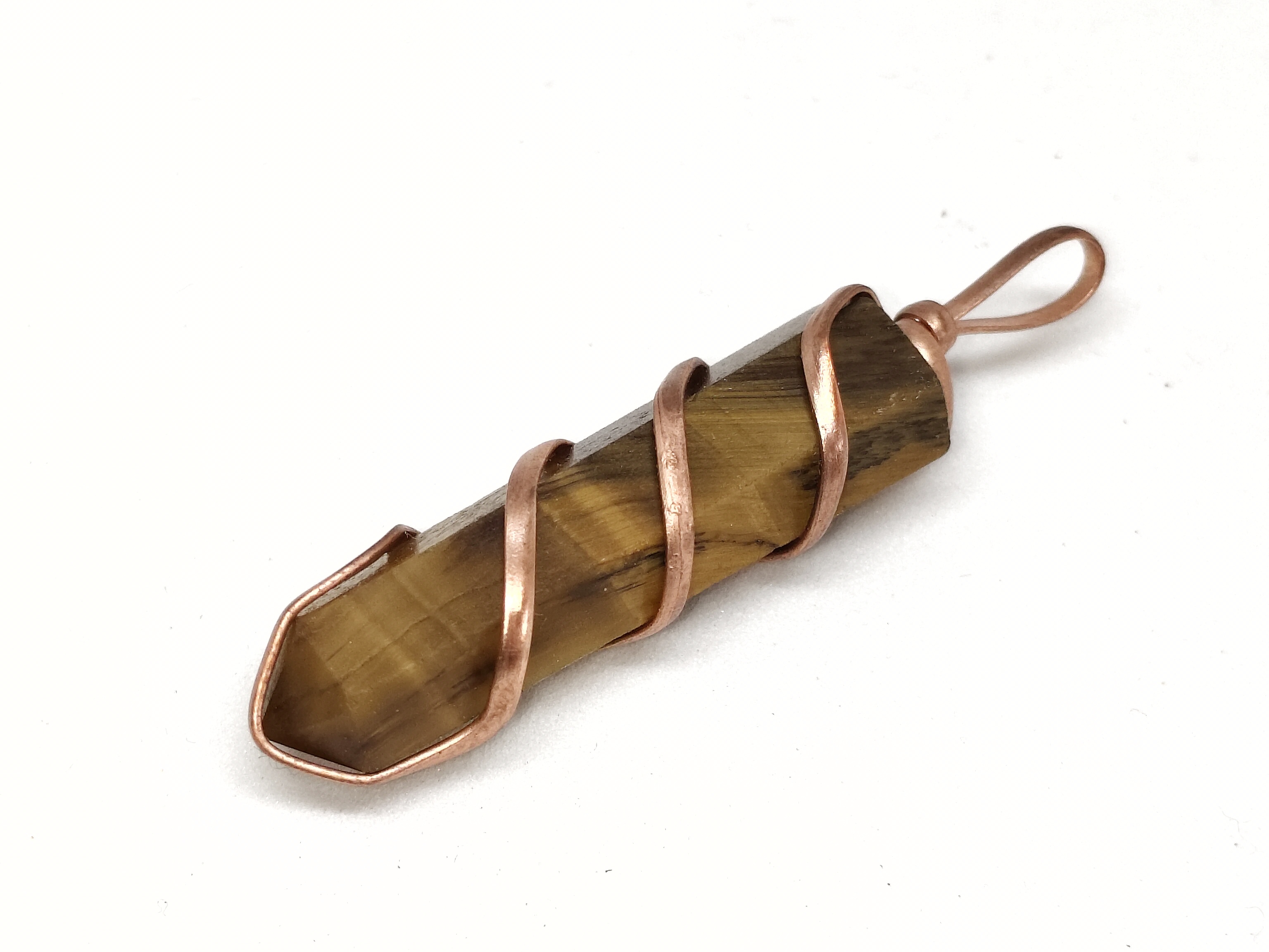 Tiger Eye Pencil Pendant | Natural Stone for Confidence, Protection & Solar Plexus Chakra Balance