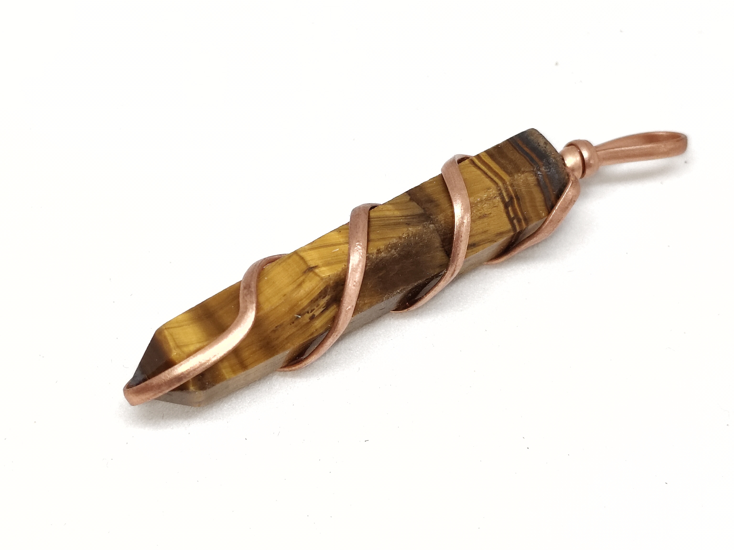 Tiger Eye Pencil Pendant | Natural Stone for Confidence, Protection & Solar Plexus Chakra Balance